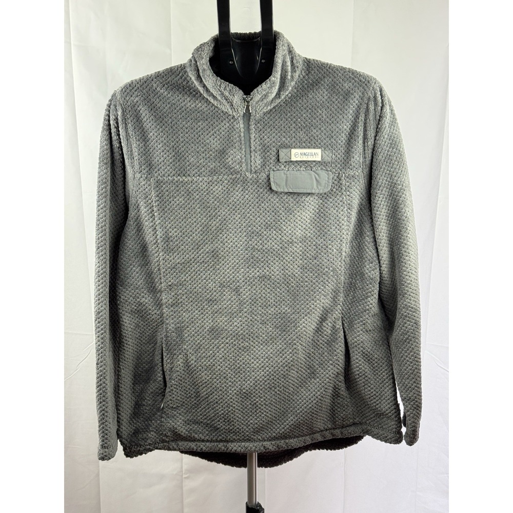 Magellan Outdoors Sherpa Fleece Pullover Gray 1/4‎ Zip Classic Fit Large Hiking